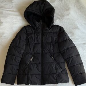 Kenneth Cole Women's Black Hooded Puffer Jacket